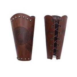 2PCS Viking Embossed Axe Dragon Knight Faux Leather Armor LARP Medieval Cosplay Arm Guard Bracers Gauntlet, Axe, One Size