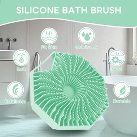 Sud Body Scrubber, Antimicrobial Silicone Body Scrubber, Exfoliating Body Scrubber for Sensitive Skin, Eco Friendly Scrubber Scalp Brush Home Goods - Color: PINK