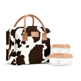 Fit & Fresh Bloomington Lunch Bag for Women - Insulated Large Lunch Box for Work with Containers, Leak-Resistant, Stain-Resistant, Zipper Closure, Cowhide