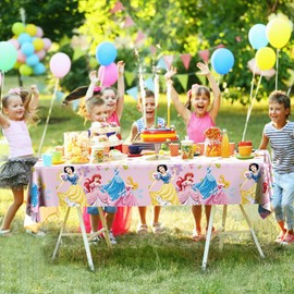 2Pack Princess Birthday Party Table Cloth,54x72in Birthday Party Tablecloth for Boys Girls Plastic Confetti Disposable Rectangular Party Table Cover for Kids Baby Birthday Themed Party Decorations