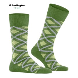 Burlington Men's Tartan M So Cotton Patterned 1 Pair Socks, Green Palm Tree 7613, 6.5-11