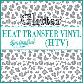 White & Light Grey Leopard Spots Pattern #3 Glitter HTV 12x18 Sheet Heat Transfer Vinyl Cheetah Print