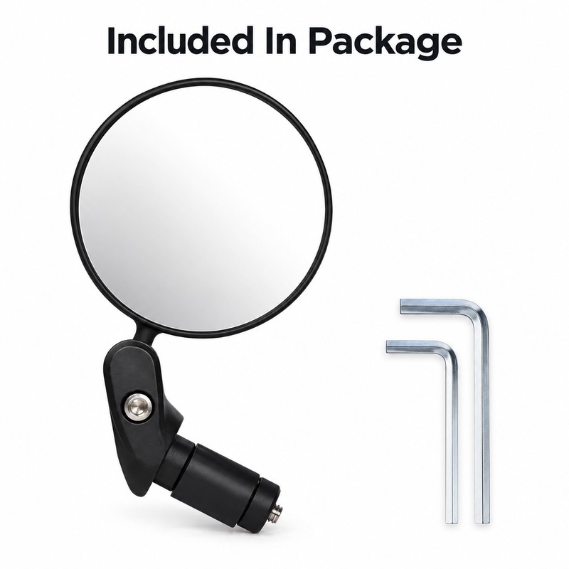 360° Adjustable Bicycle Bar End Mirror, Convex Wide-Angle Rear View