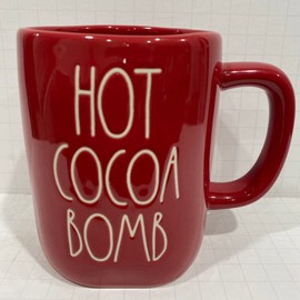 Rae Dunn HOT COCOA BOMB Mug - Ceramic - RED - Dishwasher and Microwave safe - 16 oz