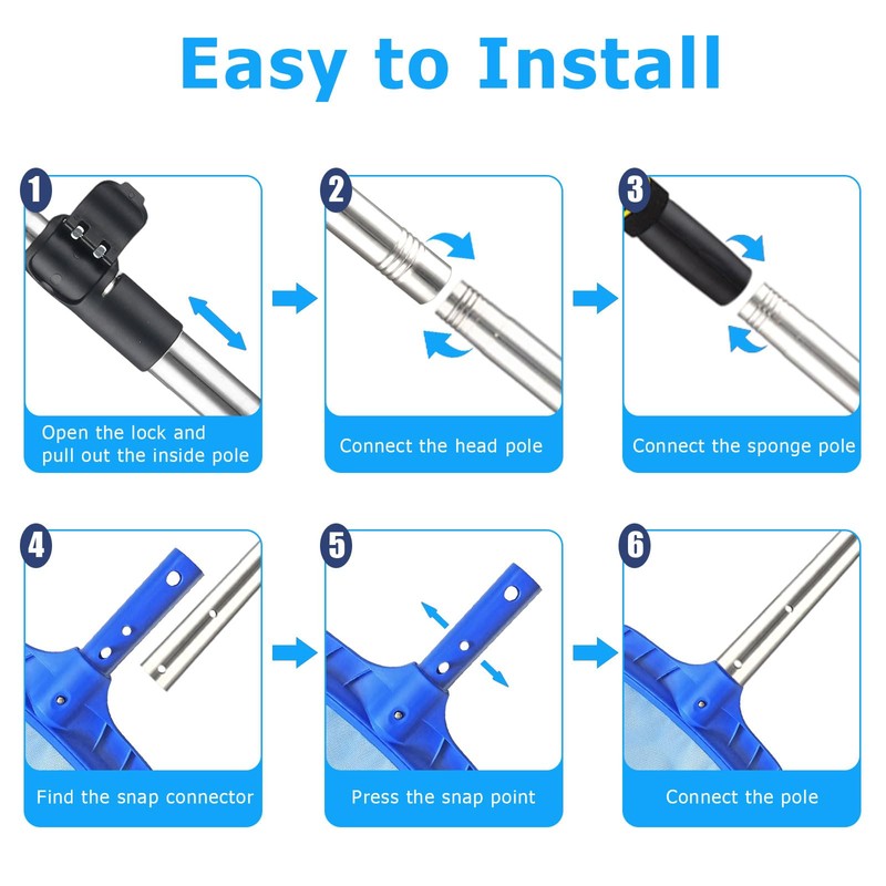 Greeily Pool Extension Pole, 3-11.8Ft Pool Poles for Cleaning Heavy