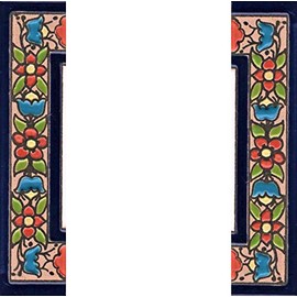 House Numbers Ceramic Numbers & Letters Tiles Red Blue & Green Floral Tile Size: 11cm x 5.5cm 2 to 7 Tile Frames (Half Ends as Set)