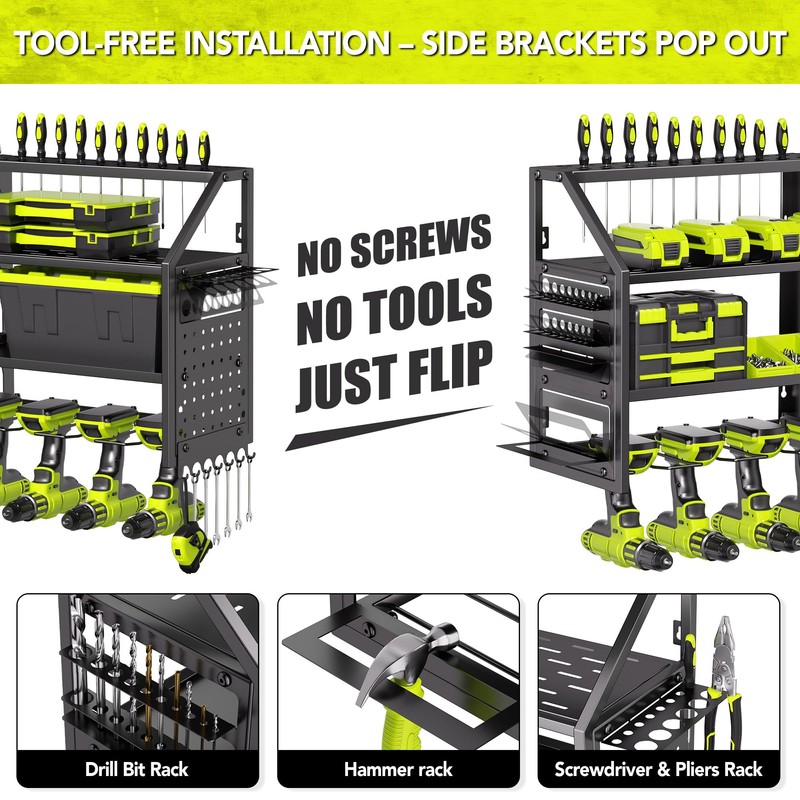 YFFSRJDJ Power Tool Organizer Wall Mount with Charging Station, 8