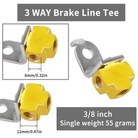 MuHize 3 Way Brake Line Tee - Corrosion Resistant Stainless Steel, 3/16 Brake Line Fitting with Bracket for 3/8-24 UNF Ports | Universal Fit (4 PCS)