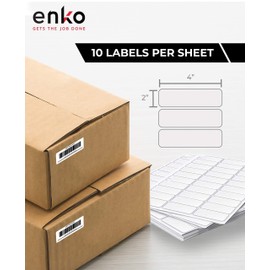 enKo - 2 x 4 Inch Label - White Blank - 10 Up Address Mailing Labels for Laser Inkjet Printer (900 Sheets, 9000 Labels)