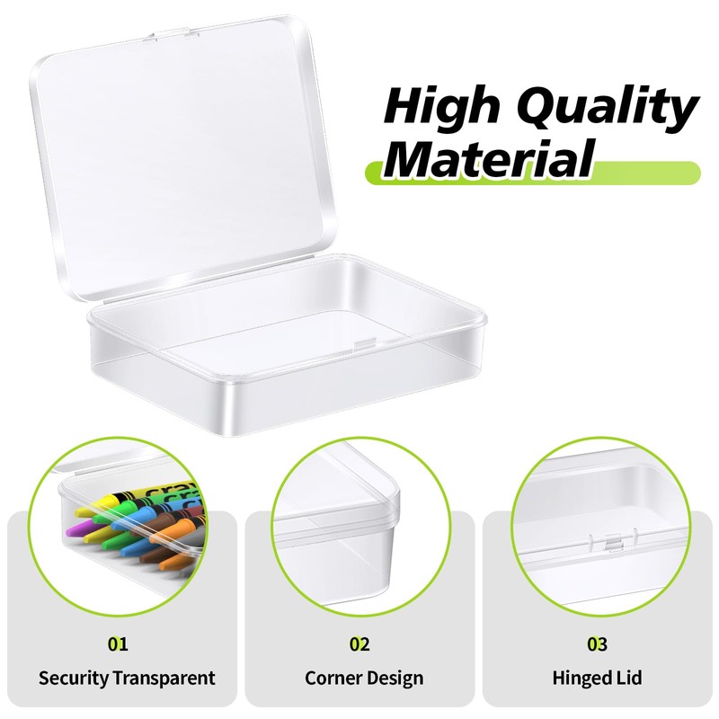 BeapTcely 30 Pcs Plastic Crayon Box with Hinged Lid Clear