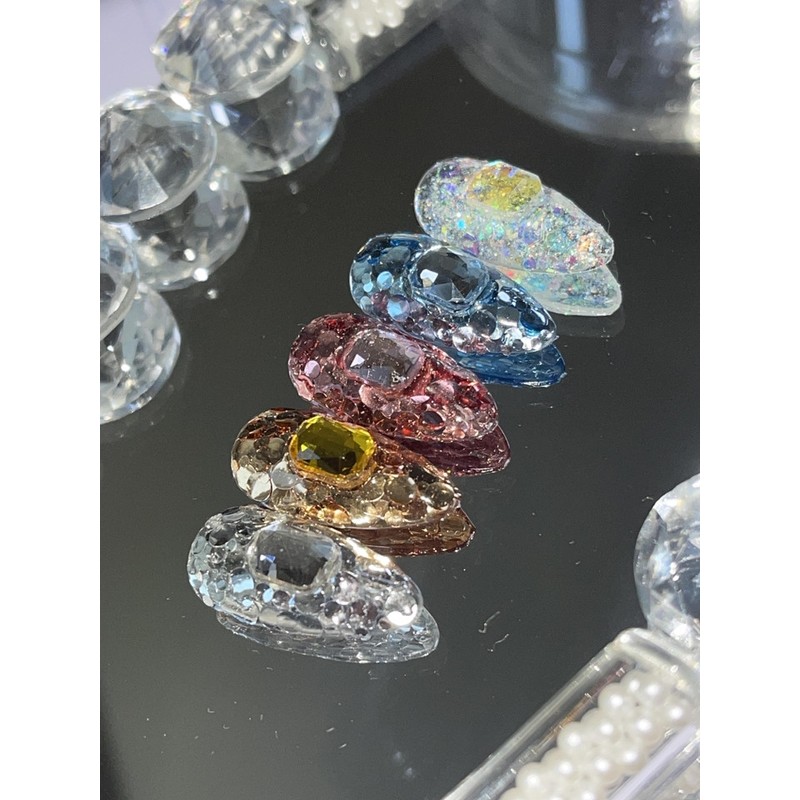 Glitter Gem Handmade Nail Tips - Pink / 글리터젬 수제네일팁