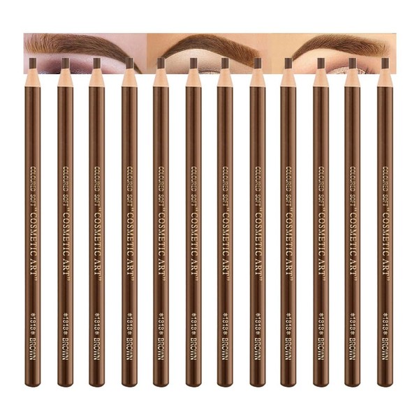 12 Pcs Brown Eyebrow Pencils Set for Women Drawing,Marking,Filling,Tattoo Makeup,Eyebrow