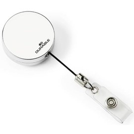 Durable Badge Reel Chrome with Belt Clip and Retractable Cord, 800 mm - Silver, Pack Of 10