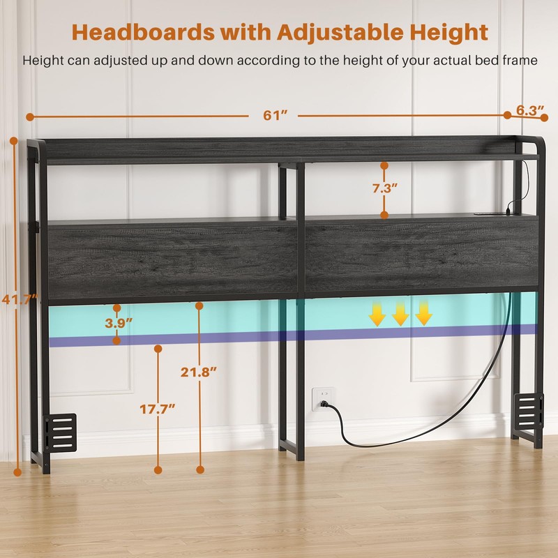 Aheaplus Headboard for Queen Size Bed Frame, Headboards with Outlets,