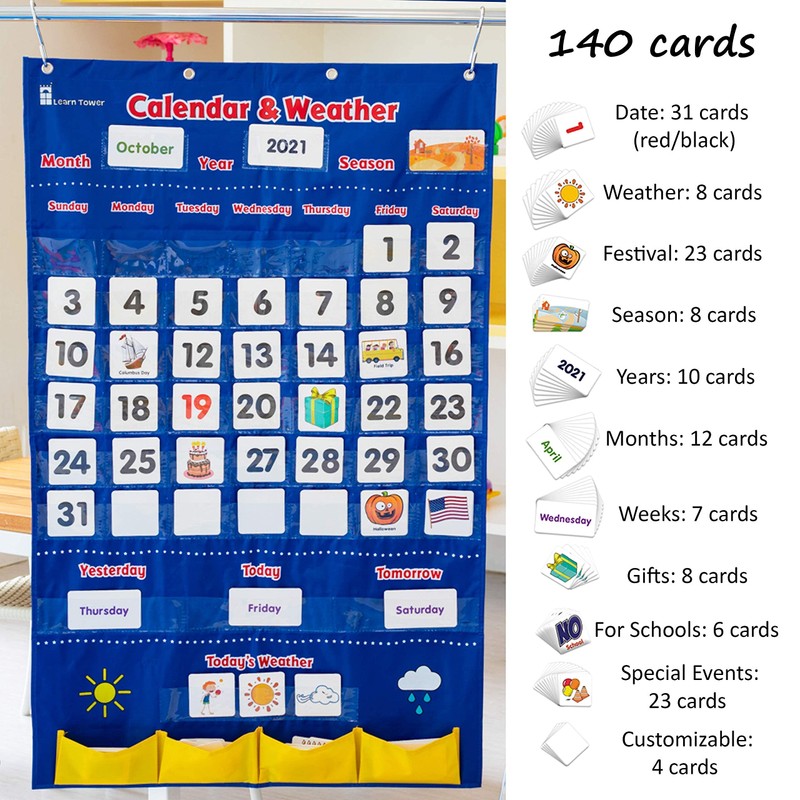 Calendar and Weather Pocket Chart for Kids Learning from Home