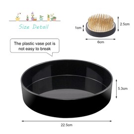 WANDIC Flower Arrangement Accessories Round Flower Frog & Black Plastic Suiban Vase Pot for Ikebana Flower Arrangement Art Home Office Decoration