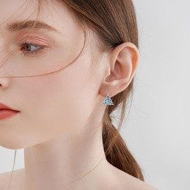 Celtic Earrings Women's 925 Sterling Silver Celtic Knot Hoop Earrings Abalone Shell Jewellery Gift, Sterling Silver, Abalone