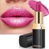 Glitter Metallic Lipstick Long Lasting,Rose Pink Creamy Lip Gloss for