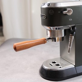 CAPFEI Bottomless Portafilter 51 mm for Delonghi Dedica EC680/EC685/EC885 with 3 Ears and Wooden Handle | Filter Basket 0.3 mm Pores