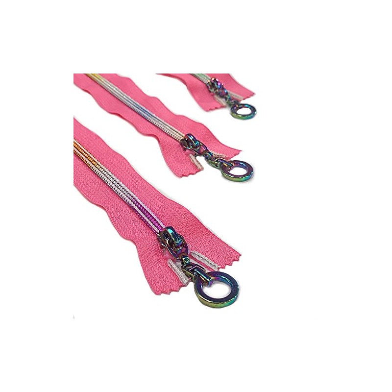 Plush Addict Rainbow Teeth Zip for Sewing with Metal Ring