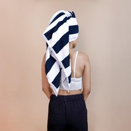 Salt Earth Cotton Beach Towel, Beach Towels 6 Pack, 30"x60" Towels for Bathroom, Beach and Gym, Quick Dry Beach Towel, Shower Towels and Pool Towels, Terry Cabana, Beach Towels Oversized(Navy Blue)