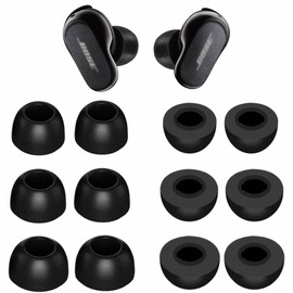 Memory Foam Tips Compatible with QuietComfort Earbuds II Ear Tips Eartips, No Silicone Pain Noise Reduce Comfortable Compatible with Bose QuietComfort Earbuds II 2022 Release - S/M/L Black