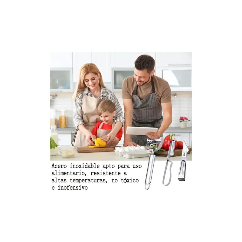 3 Pzs Pelapapas Verduras Frutas Acero Inoxidable Cocina