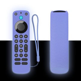 Luminous Blue Remote Cover for Alexa Voice Remote Pro 2022 Remote Shockproof, Washable, Skin-Friendly, Anti-Lost with Loop (Glow in Dark Blue)