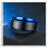 Xusamss Fashion Blue Black Stainless Steel Band Ring(Blue Black(9))