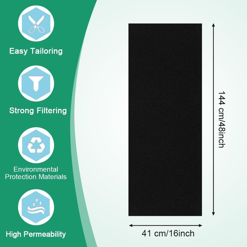 Inkurie Cut to Fit Activated Carbon Filter Sheet, 48x16'' Charcoal