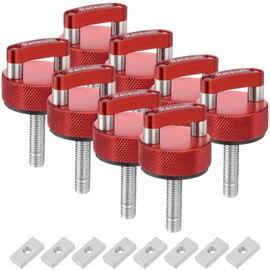 Racewill 8PCS Red Hard Top Quick Removal Fastener Thumb Screws with Nut Plates Compatible with 2021-2024 Ford Bronco 2dr/4dr, 2007-2022 Jeep Wrangler JK JL Gladiator JT