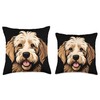 Cute Goldendoodle Face Cartoon Golden Doodle Dog Lover Throw Pillow