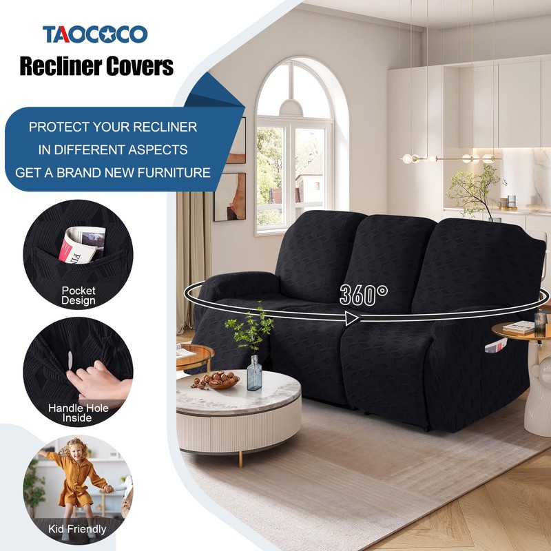 TAOCOCO Recliner Sofa Covers Stretch Reclining Couch Cover, Jacquard Recliner