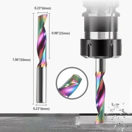 Trvoxviq CNC Milling Cutter with a Groove for Aluminium, 6 mm Shank, Single Flute End Mill, Spiral Mill Bit Solid Carbide with DLC Coating, 6 mm Cutting Diameter End Mill, Solid Carbide End Mill, Pack