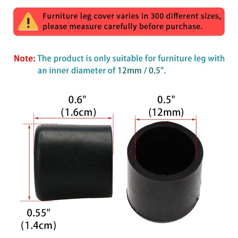 sourcingmap Rubber Round Table Chair Foot Cover Protector 12mm Inner