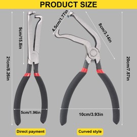 Pektiftn Electrical Disconnect Pliers 2PCS, Automotive Electrical Connector Pliers, Fuel Line Clip Remover Separator Tools for Push Tab Style Plugs (Straight & Bend)