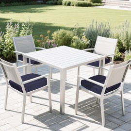 ZSLUKEJJ 18"x18"x3" Square Chair Cushion Set of 2, Waterproof Cushions for Dining Chairs with Ties, Fade Resistant & Comfortable Seat Pads for Couch, Blue