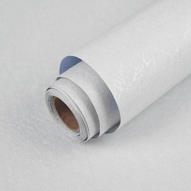 Abyssaly White Wallpaper Peel and Stick Wallpaper 15.7" X 118" Self Adhesive Embossed White Contact Paper Removable Kitchen Vinyl Film Textured Cabinet Shelf Paper