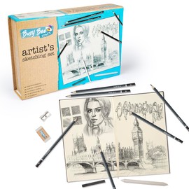 abeec Artist's Sketching Set - Ultimate Artist's Sketching Set Including Drawing Pencils & A5 Sketching Book Sharpener Eraser - Unleash Your Creativity with Premium Tools in a Sleek Magnetic Box- Art
