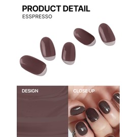 UUUUU. Semi Cured Gel Nail Strips (Solid Color) - 100% Real Gel, Long-Lasting & Easy to Apply & Remove, works any UV/LED Lamps - Spring 2025, Nail inspo,Nail Art Stickers (UGN187 Esspresso)