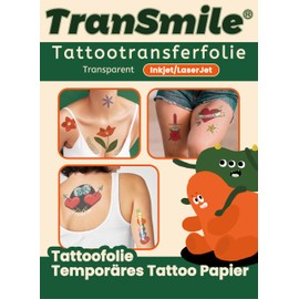 5 Sets A4 Tattoo Film Laser & Inkjet for Printing, Tattoo Paper Transfer Paper for Laser & Inkjet Printer, Tattoo Paper for Printing for DIY Tattoo & Candles (Transparent)