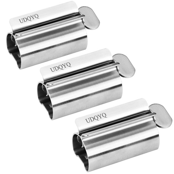Toothpaste Squeezer - Metal Tube Squeezer Stainless Steel Tube Wringer UDQYQ Toothpaste seat Holder Stand (3 Pack)