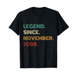 17 Years Old Legend Since November 2008 17th Birthday T-Shirt