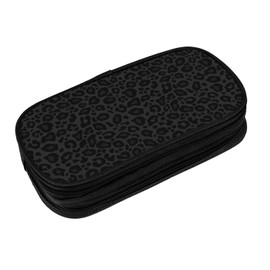 Perinsto Black Leopard Print Pencil Case Big Capacity Multi Compartment Stationery Box Pencil Pouch Holder Desk Organizer For School Office Home