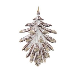 Kurt Adler Distressed Glittered Pinecone - 4.1 Inch Champagne Gold Plastic Christmas Tree Ornament