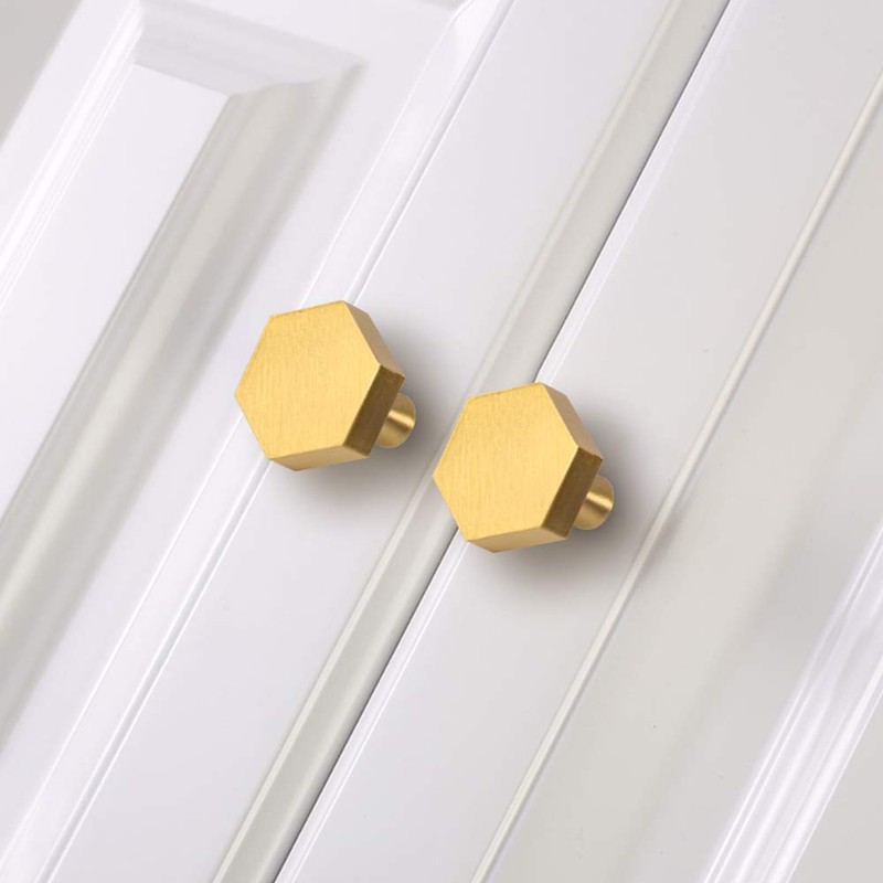 EVERGD Pure Solid Brass Gold Cabinet Drawer Door Knobs Wardrobe