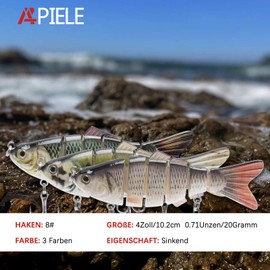 APIELE Artificial Bait, Fishing Lure, Fishing Lure, Wobbler, Pike Bait, for Zander, Perch, Trout, Swimbait, Freshwater Saltwater Fishing Tackle Fishing Gift