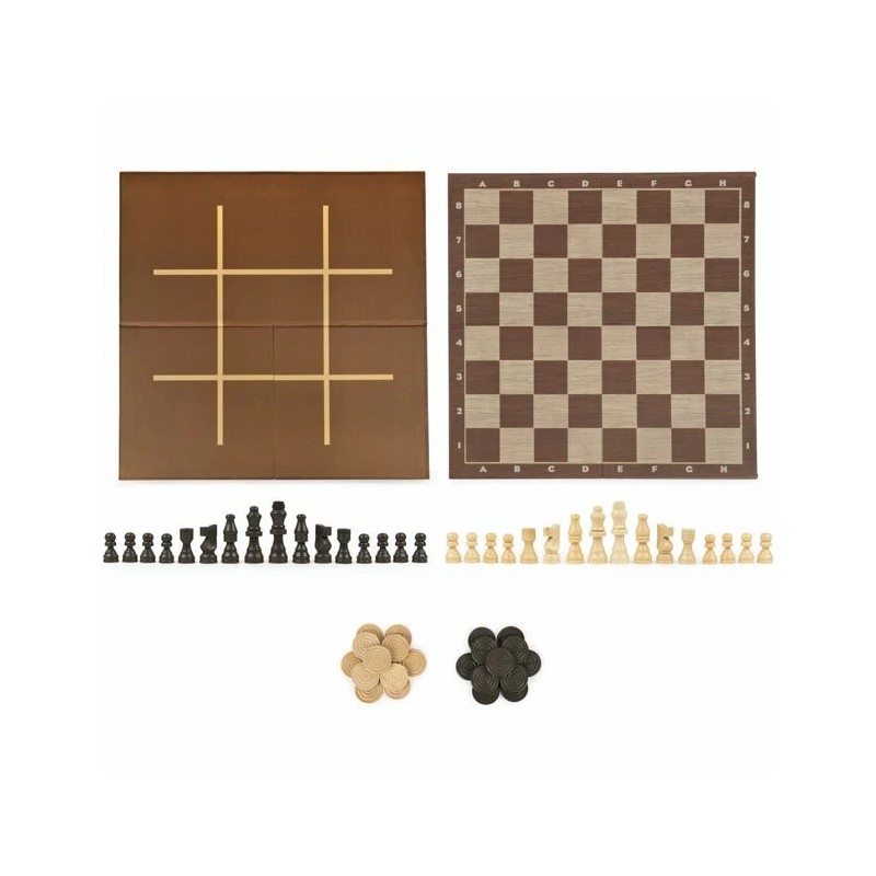 Cardinal Chess, Checkers & Tic Tac Toe One Size Brown