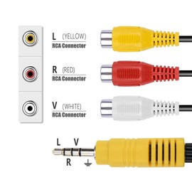 3.5 mm Male to 3 RCA Female, AV Adapter, 15 cm 2-Pack 3.5 mm Male to Triple RCA Female Audio/Video Splitter Adapter