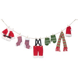 infactory Christmas Garland: Christmas Decoration Garland Santa Clothes Line 140cm (Santa Garland, Christmas Ornaments, Christmas Tree)